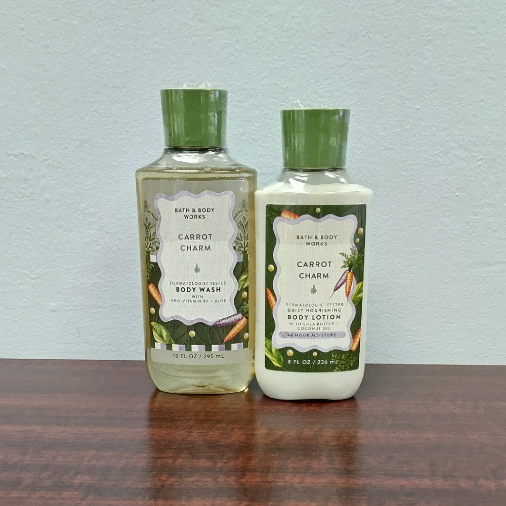 Bath & Body Works CARROT CHARM Body Wash & Lotion Bundle Set